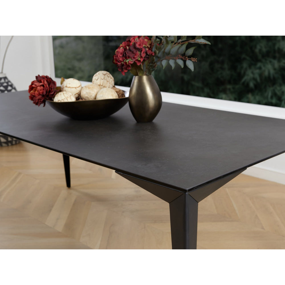 Alexandra Large Modern Rectangular Kitchen Dining Table Ceramic Metal Frame 240cm - Nero Fast shipping On sale