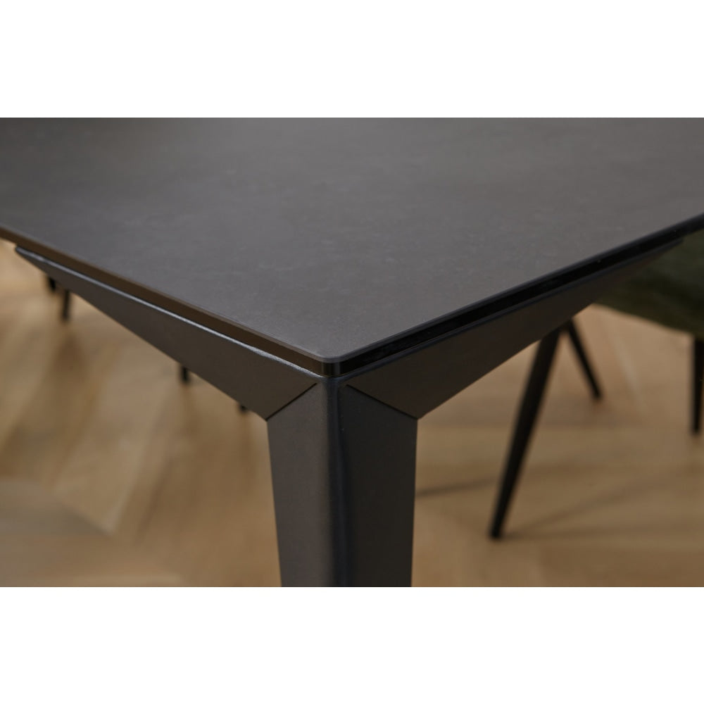 Alexandra Modern Rectangular Kitchen Dining Table Ceramic Metal Frame 200cm - Nero Fast shipping On sale