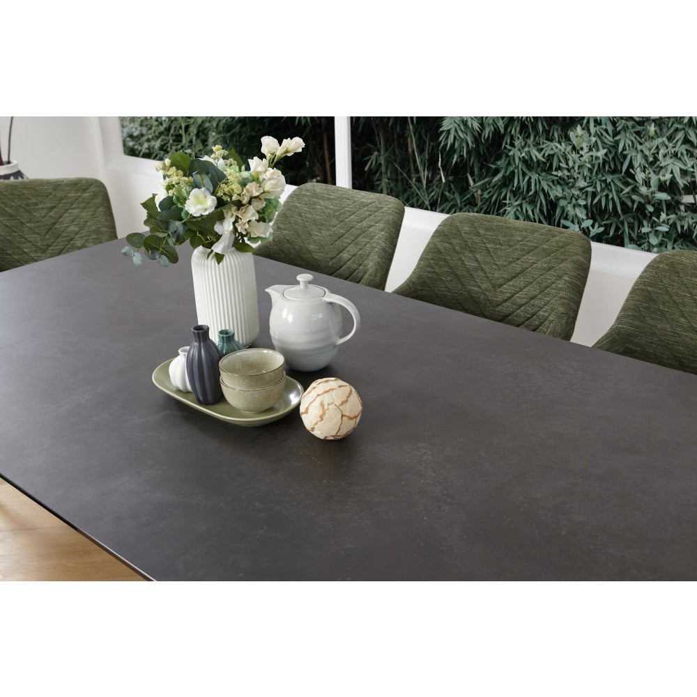 Alexandra Modern Rectangular Kitchen Dining Table Ceramic Metal Frame 200cm - Nero Fast shipping On sale