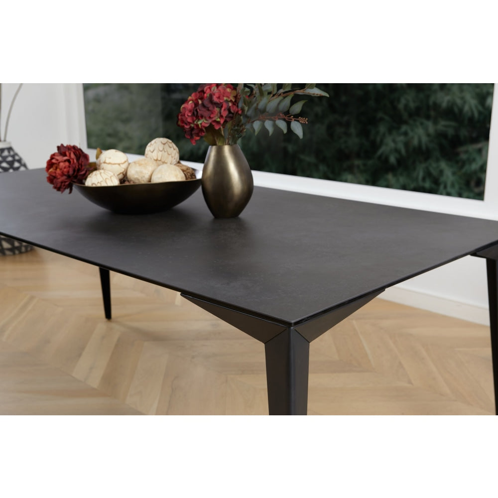 Alexandra Modern Rectangular Kitchen Dining Table Ceramic Metal Frame 200cm - Nero Fast shipping On sale