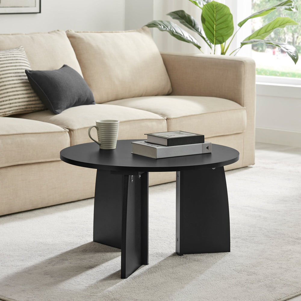 Alfie Wooden Round Coffee Tea Table 70cm Black Fast shipping On sale