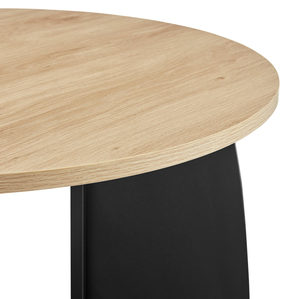 Alfie Wooden Round Coffee Tea Table 70cm Oak/Black Fast shipping On sale
