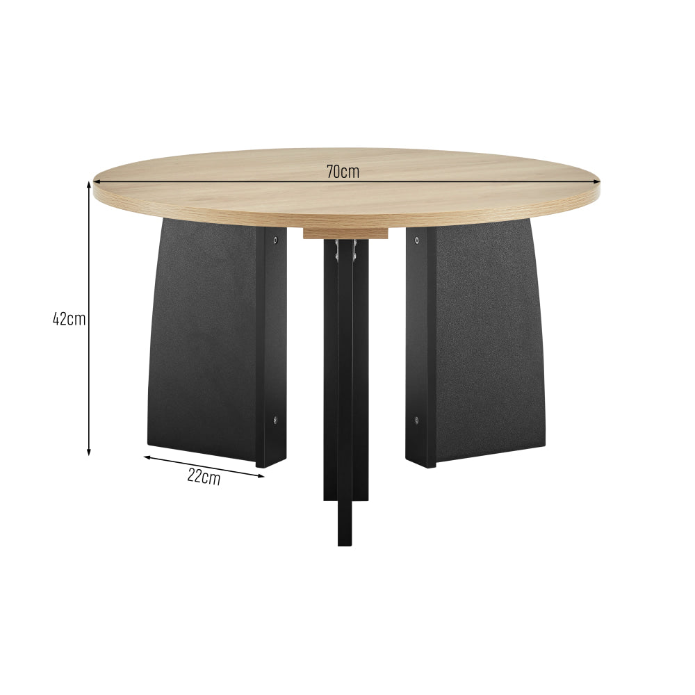 Alfie Wooden Round Coffee Tea Table 70cm Oak/Black Fast shipping On sale