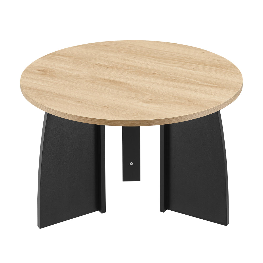 Alfie Wooden Round Coffee Tea Table 70cm Oak/Black Fast shipping On sale