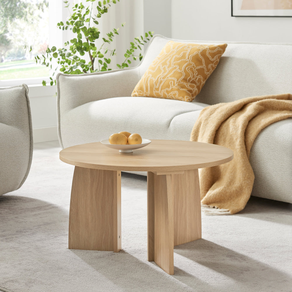 Alfie Wooden Round Coffee Tea Table 70cm Oak Fast shipping On sale