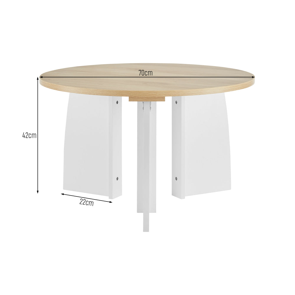 Alfie Wooden Round Coffee Tea Table 70cm oak/White Fast shipping On sale