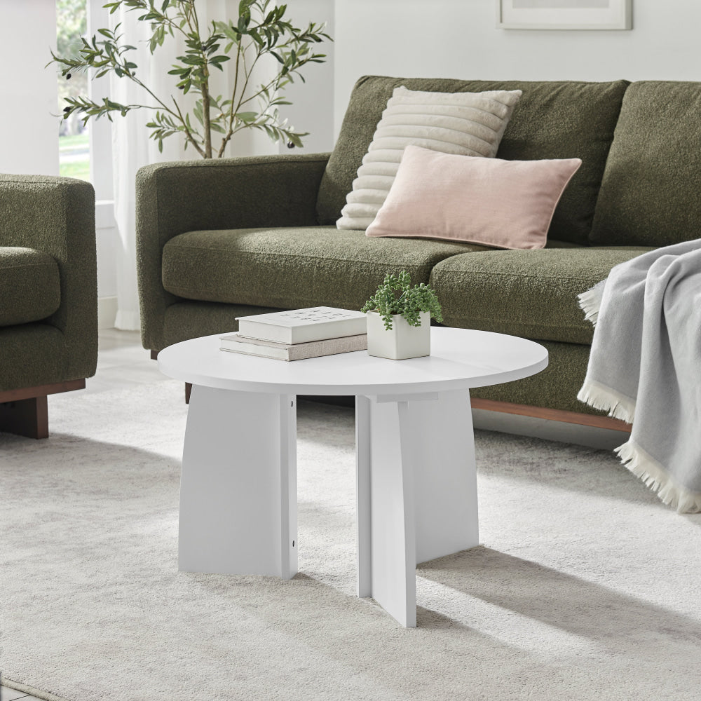 Alfie Wooden Round Coffee Tea Table 70cm White Fast shipping On sale