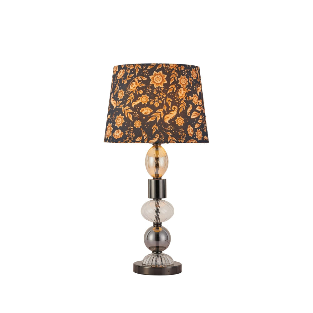 Allegra Flower Fabric Shade Metal Glass Base Desk Table Light Lamp Black Nickel Fast shipping On sale