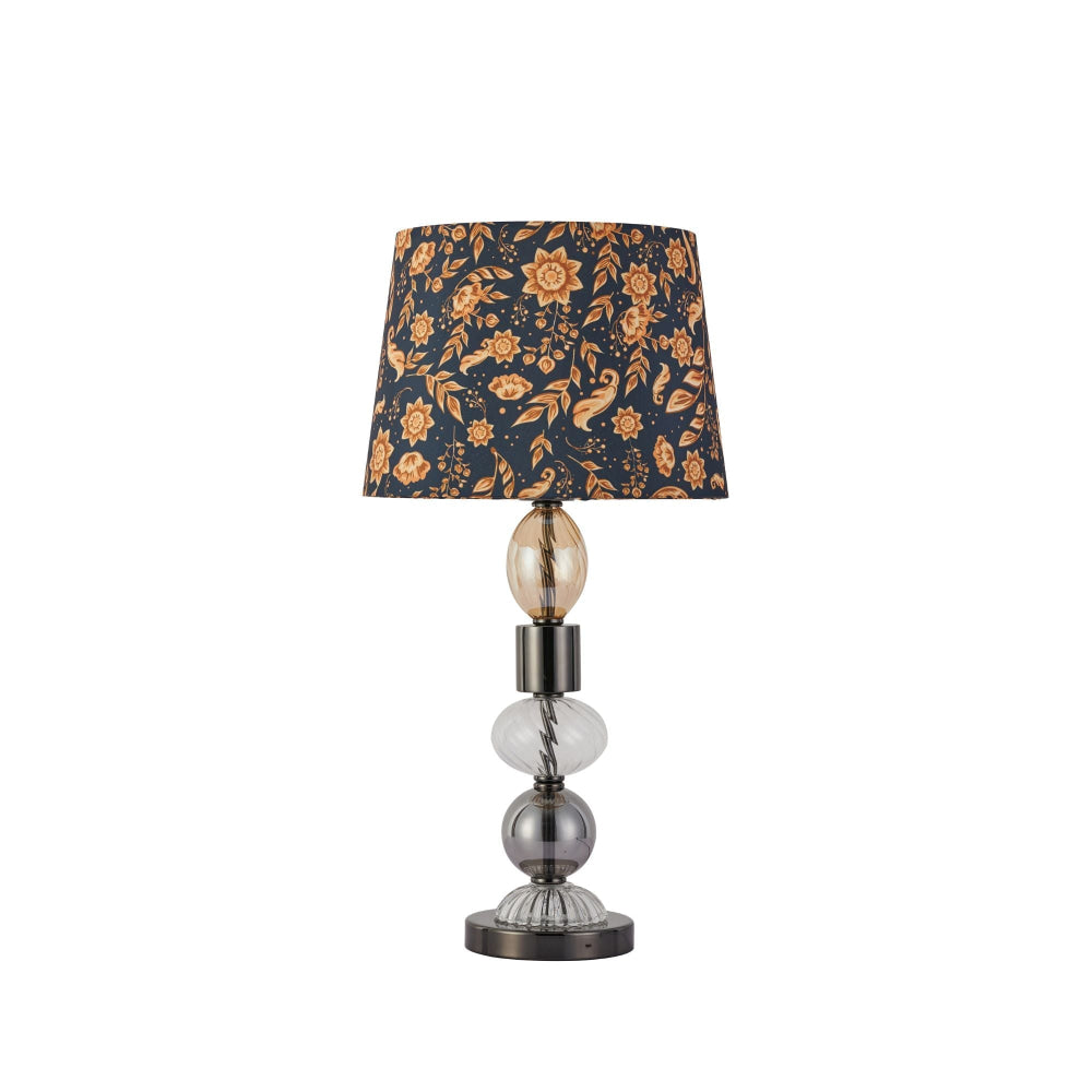 Allegra Flower Fabric Shade Metal Glass Base Desk Table Light Lamp Black Nickel Fast shipping On sale