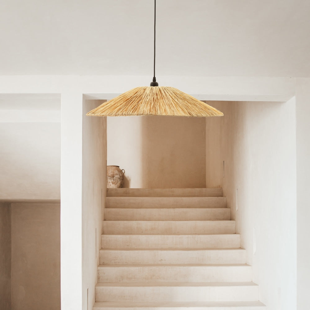 Alluria Transitional Contemporary Raffia Kitchen Pendant Light Bamboo Shade - Medium Lamp Fast shipping On sale