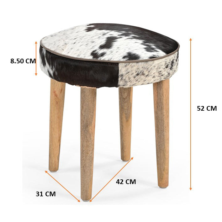 Amari Cowhide Short Foot Stool Ottoman Wooden Legs Fast shipping On sale