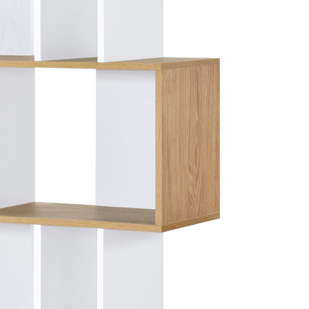 Amber Wooden 5-Tier Display Shelf Bookcase Storage Cabinet - Oak & White Fast shipping On sale