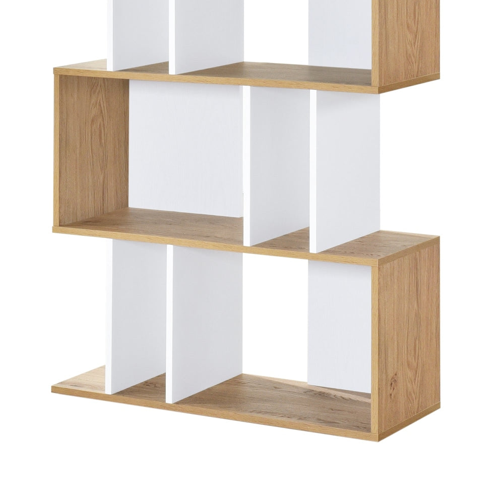 Amber Wooden 5 - Tier Display Shelf Bookcase Storage Cabinet - Oak & White Fast shipping On sale