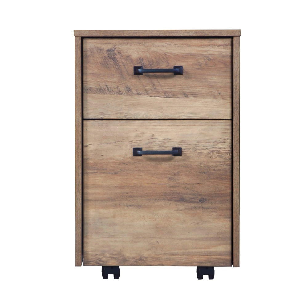 Andy Modern 2-Drawer Mobile Pedestal Storage Filing Cabinet - Rustic Oak Fast shipping On sale
