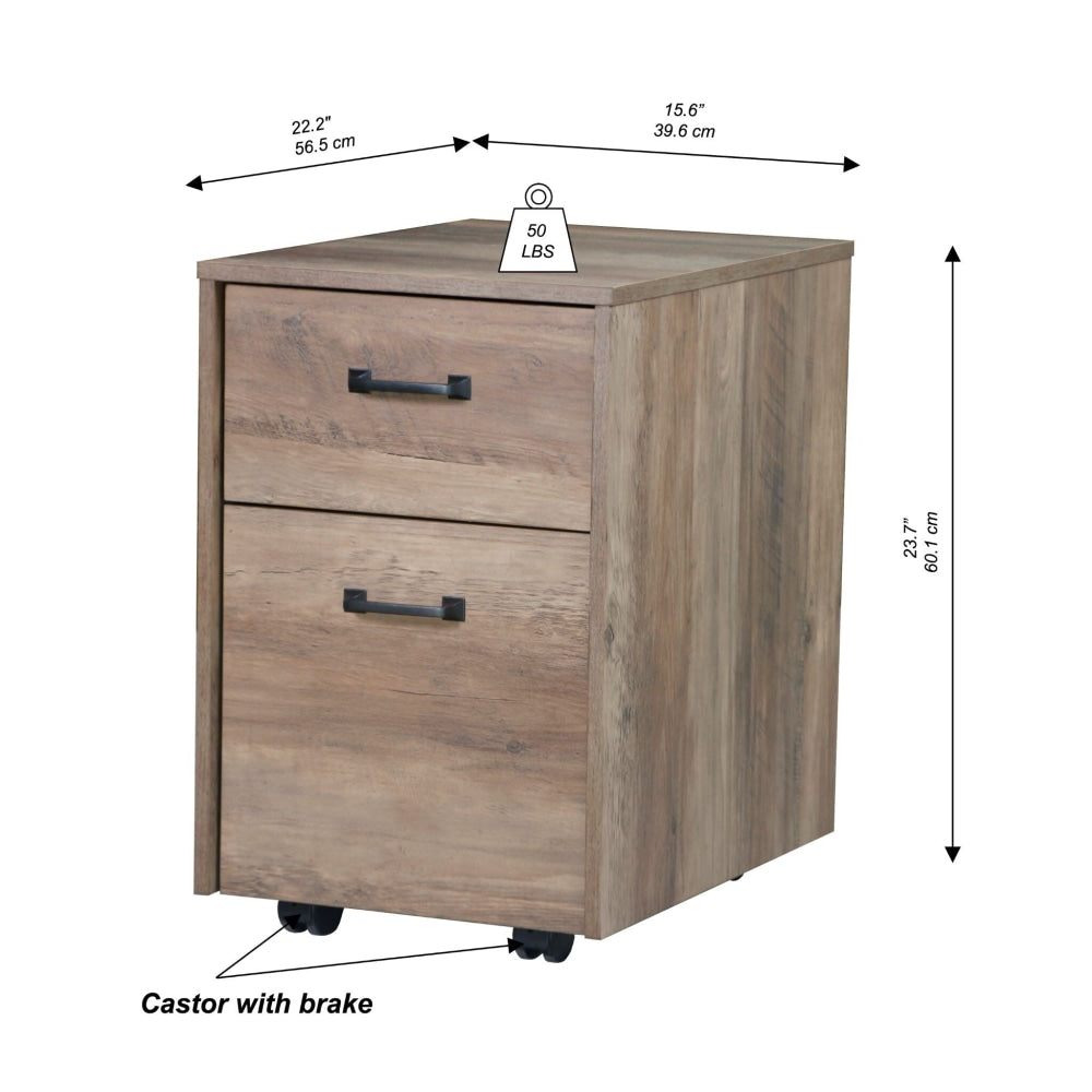 Andy Modern 2 - Drawer Mobile Pedestal Storage Filing Cabinet - Rustic Oak Fast shipping On sale