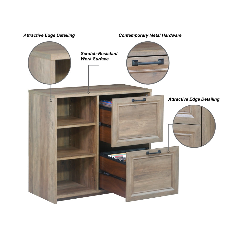 Andy Modern 2 - Drawer Office Storage Filling Cabinet - Rustic Oak Filing Fast shipping On sale