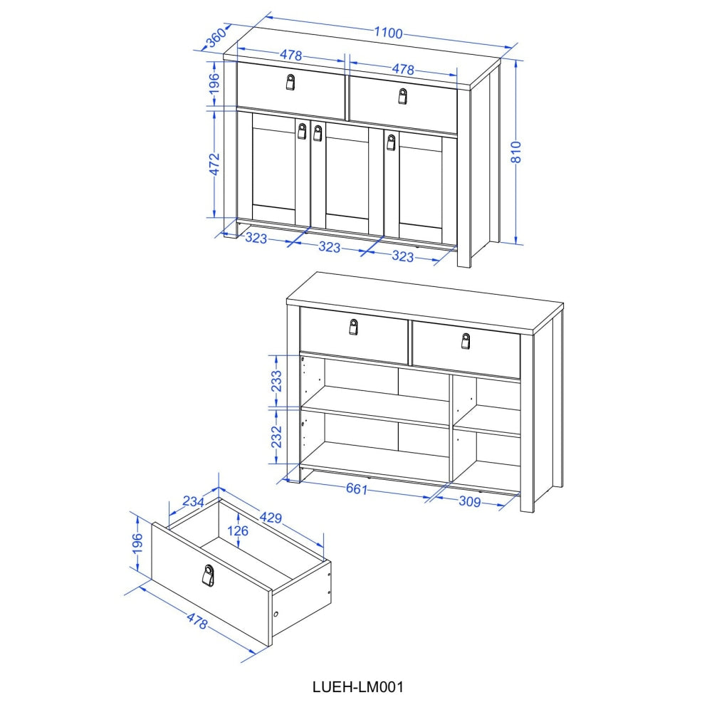 Anera Wooden Storage Cabinet Sideboard Buffet Unit - Oak & Light Grey Fast shipping On sale