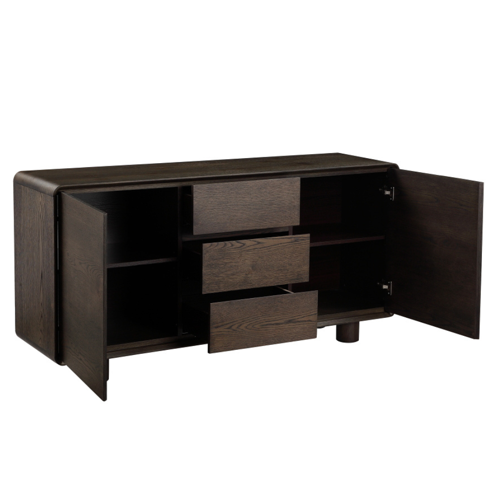 Angelo Wooden Dark Oak Veneer Buffet Unit Sideboard Storage Cabinet Coffee & Fast shipping On sale