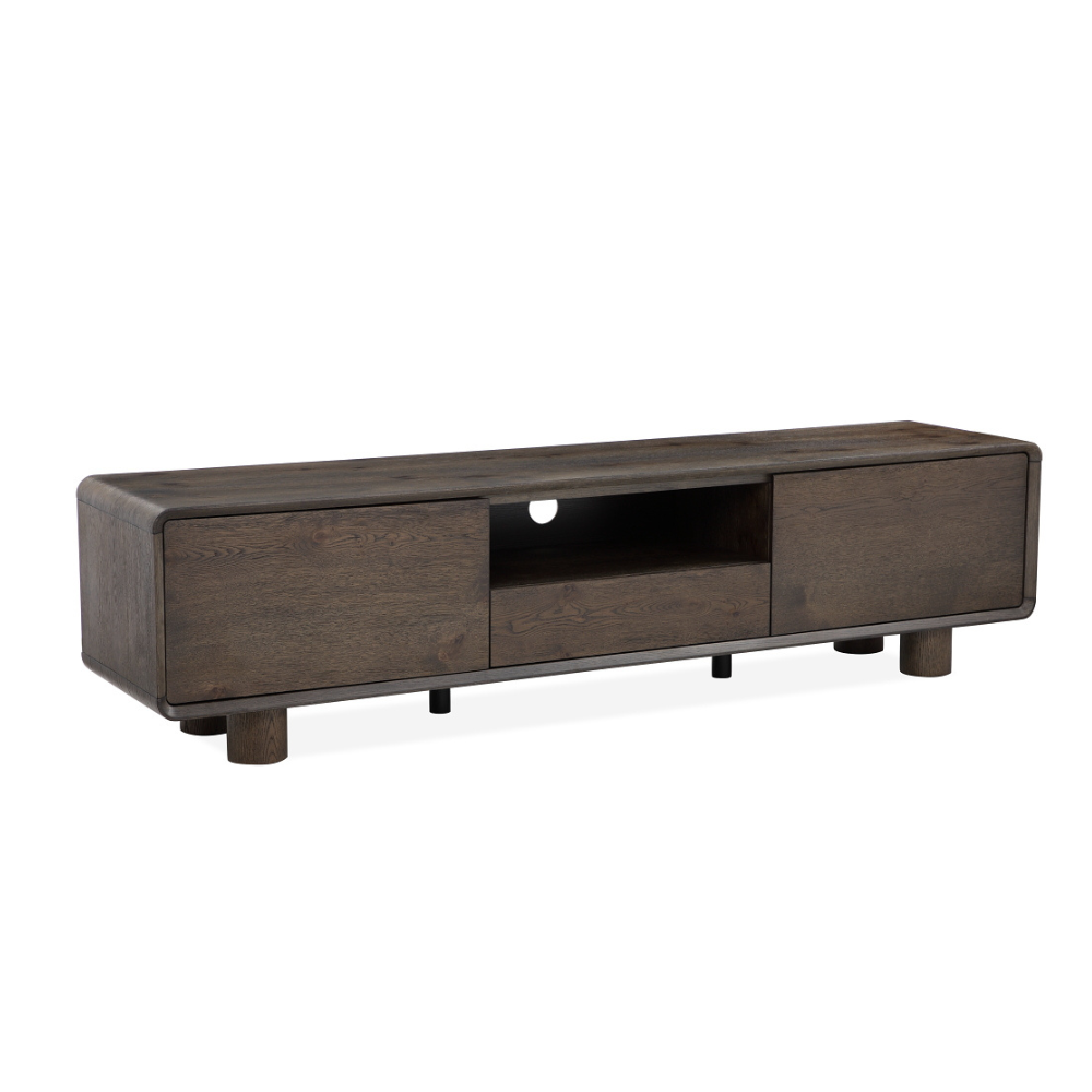 Angelo Wooden Dark Oak Veneer Lowline Entertainment Unit TV Stand 180cm Coffee Fast shipping On sale