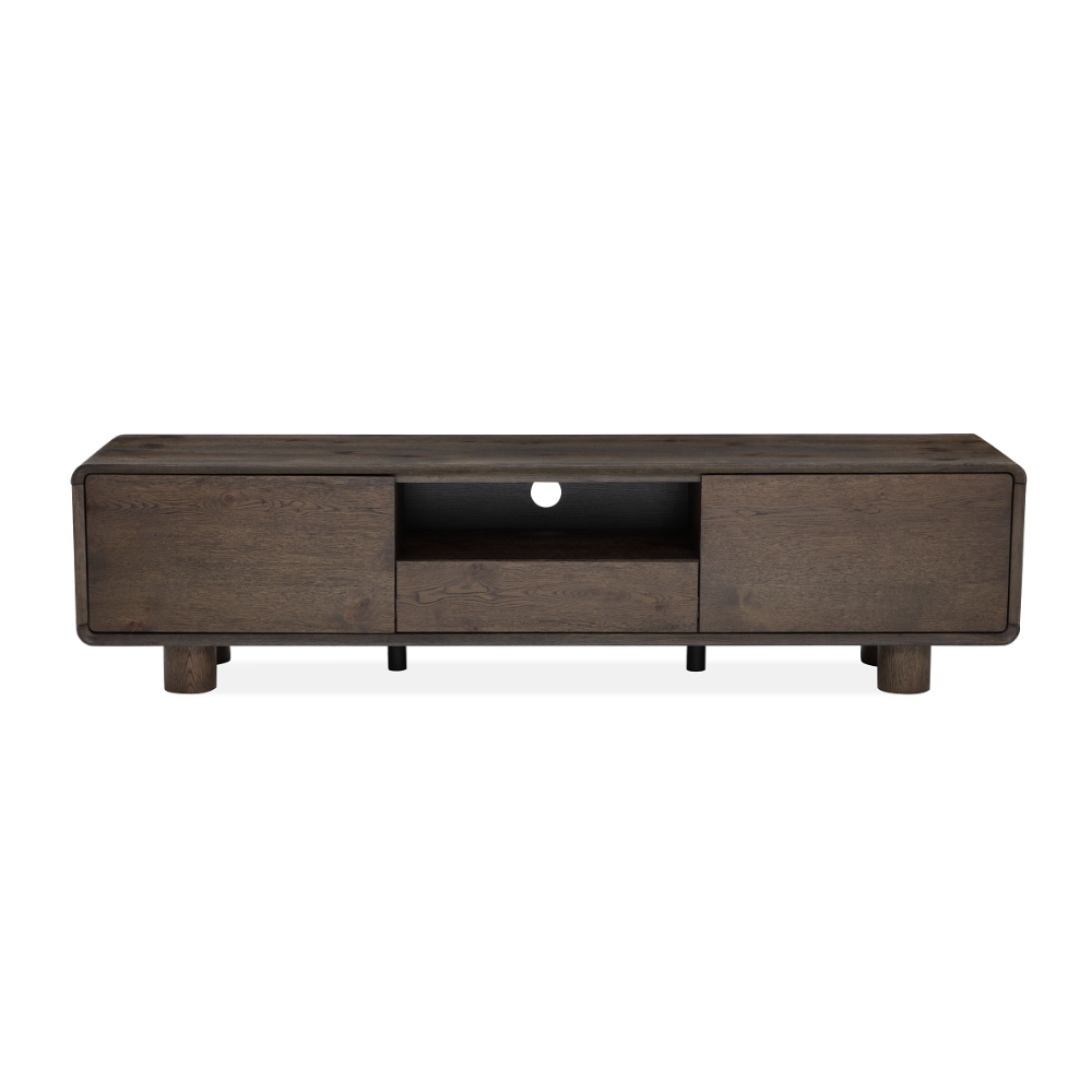 Angelo Wooden Dark Oak Veneer Lowline Entertainment Unit TV Stand 180cm Coffee Fast shipping On sale