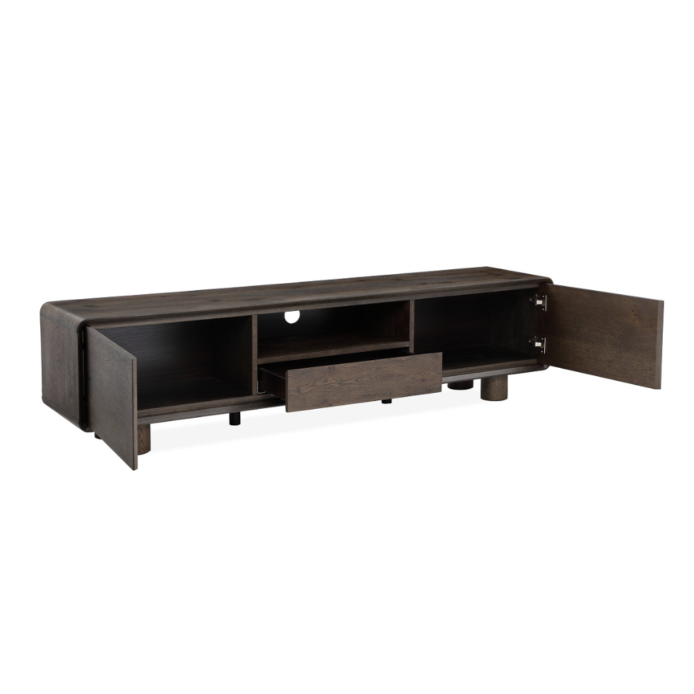 Angelo Wooden Dark Oak Veneer Lowline Entertainment Unit TV Stand 180cm Coffee Fast shipping On sale