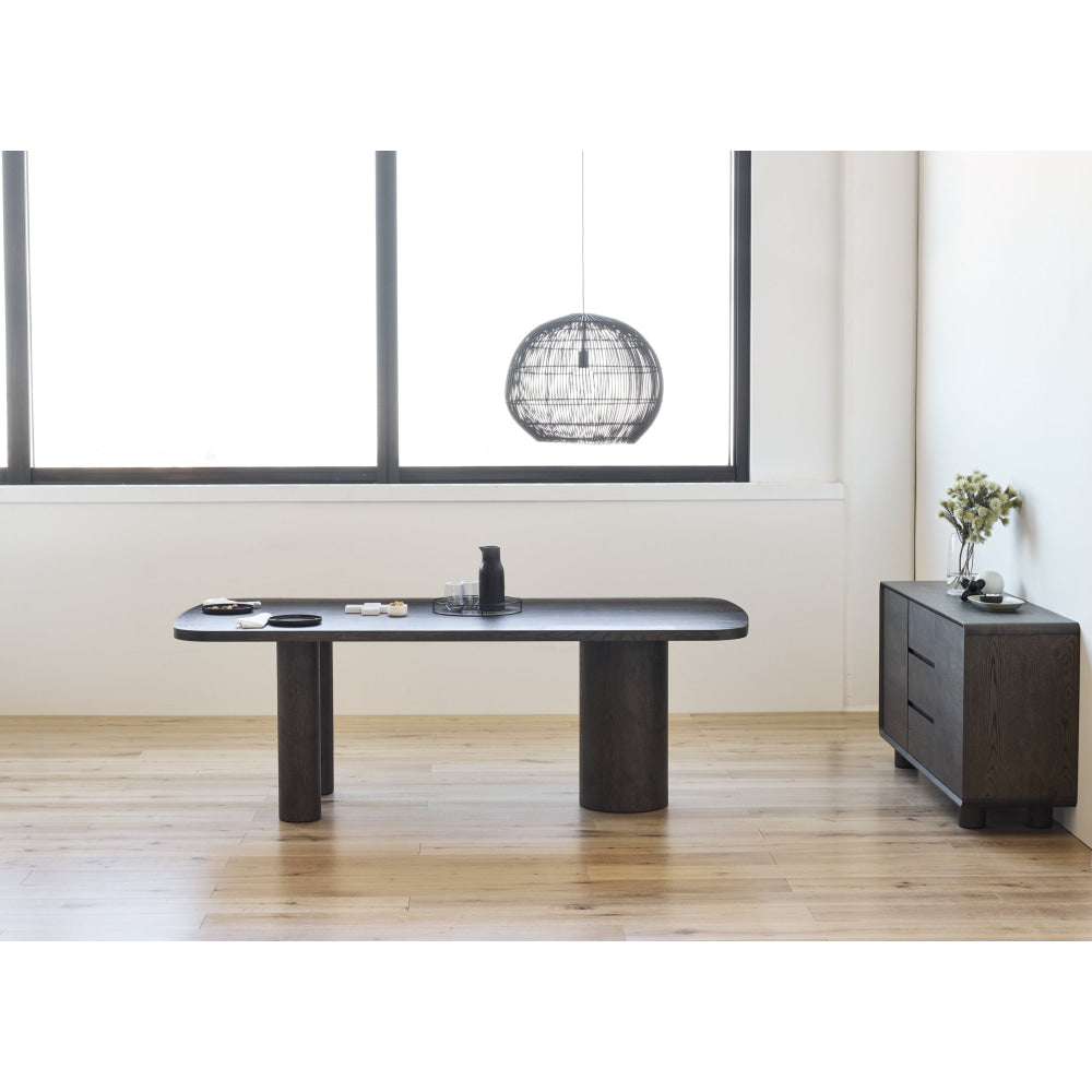 Angelo Wooden Dark Oak Veneer Modern Kitchen Dining Table 220cm Coffee Fast shipping On sale