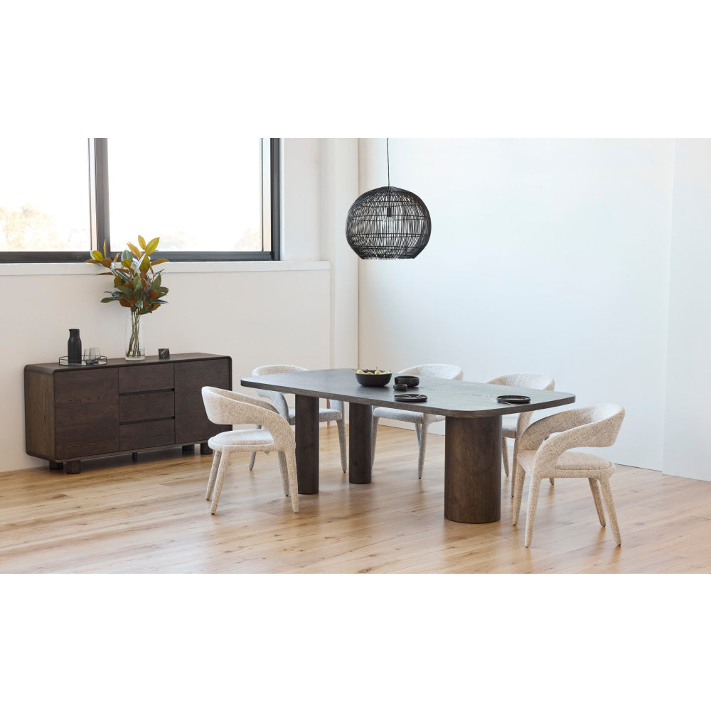 Angelo Wooden Dark Oak Veneer Modern Kitchen Dining Table 220cm Coffee Fast shipping On sale