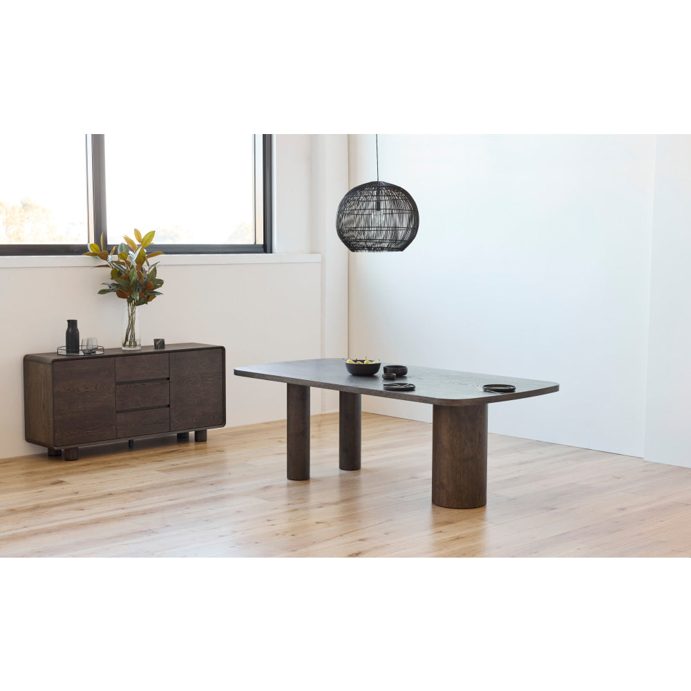 Angelo Wooden Dark Oak Veneer Modern Kitchen Dining Table 220cm Coffee Fast shipping On sale