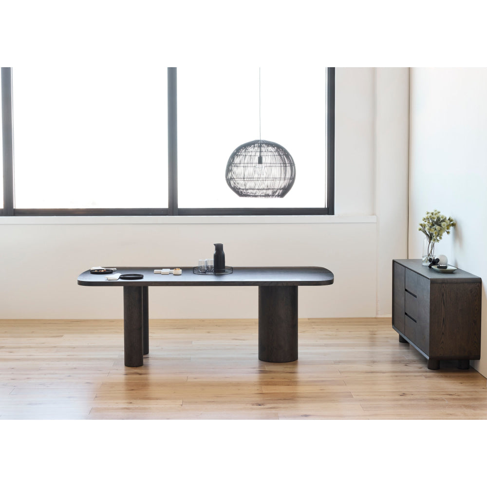 Angelo Wooden Dark Oak Veneer Modern Kitchen Dining Table 220cm Coffee Fast shipping On sale