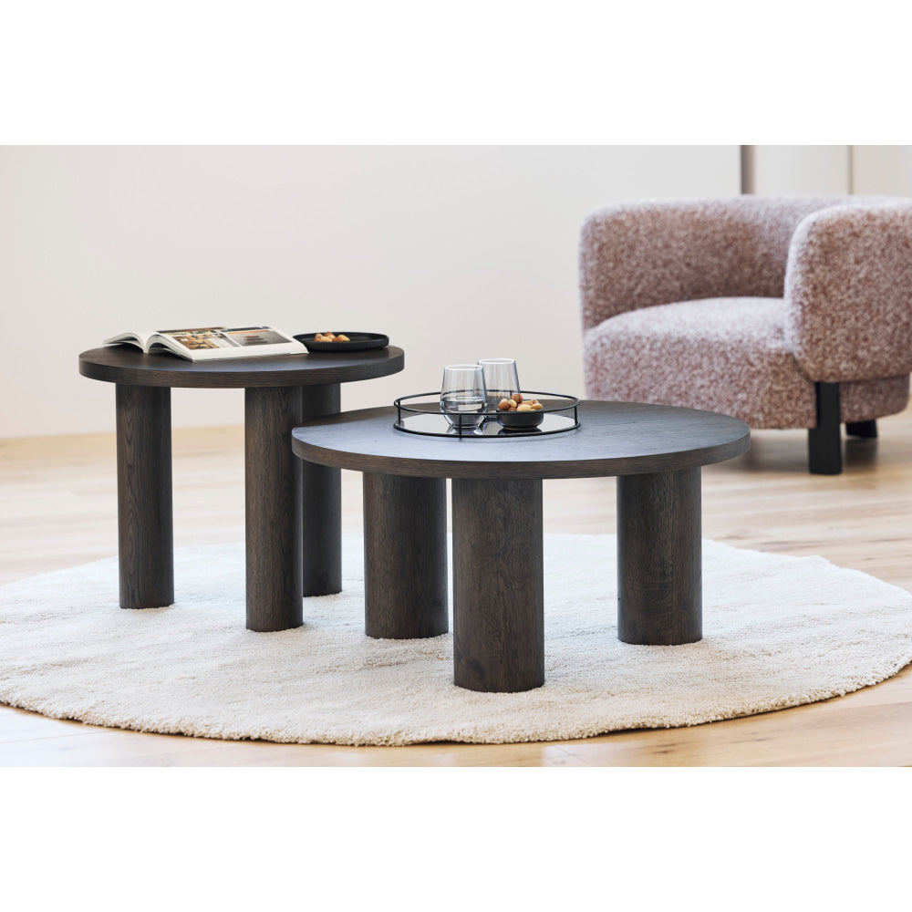 Angelo Wooden Dark Oak Veneer Round Modern Coffee Table Fast shipping On sale