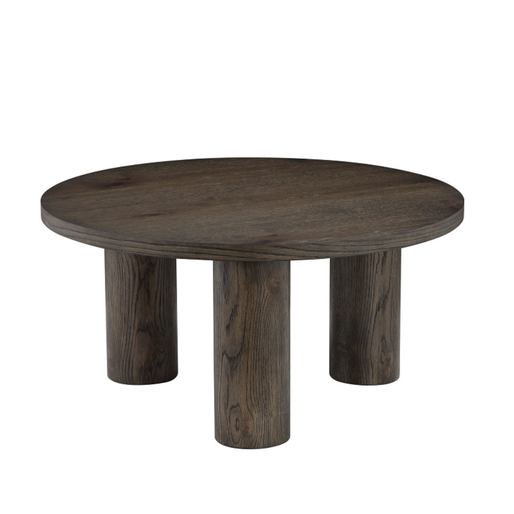 Angelo Wooden Dark Oak Veneer Round Modern Coffee Table Fast shipping On sale