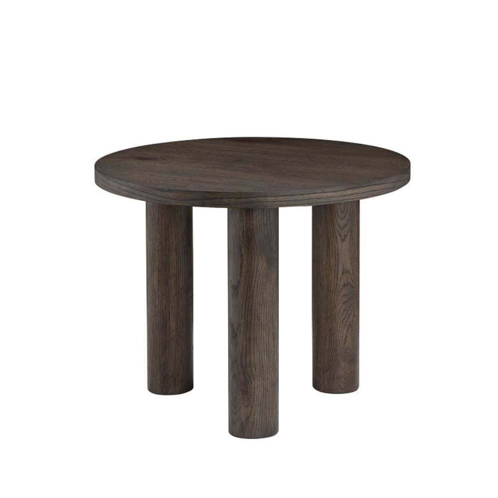 Angelo Wooden Dark Oak Veneer Round Modern End Lamp Side Table Coffee Fast shipping On sale