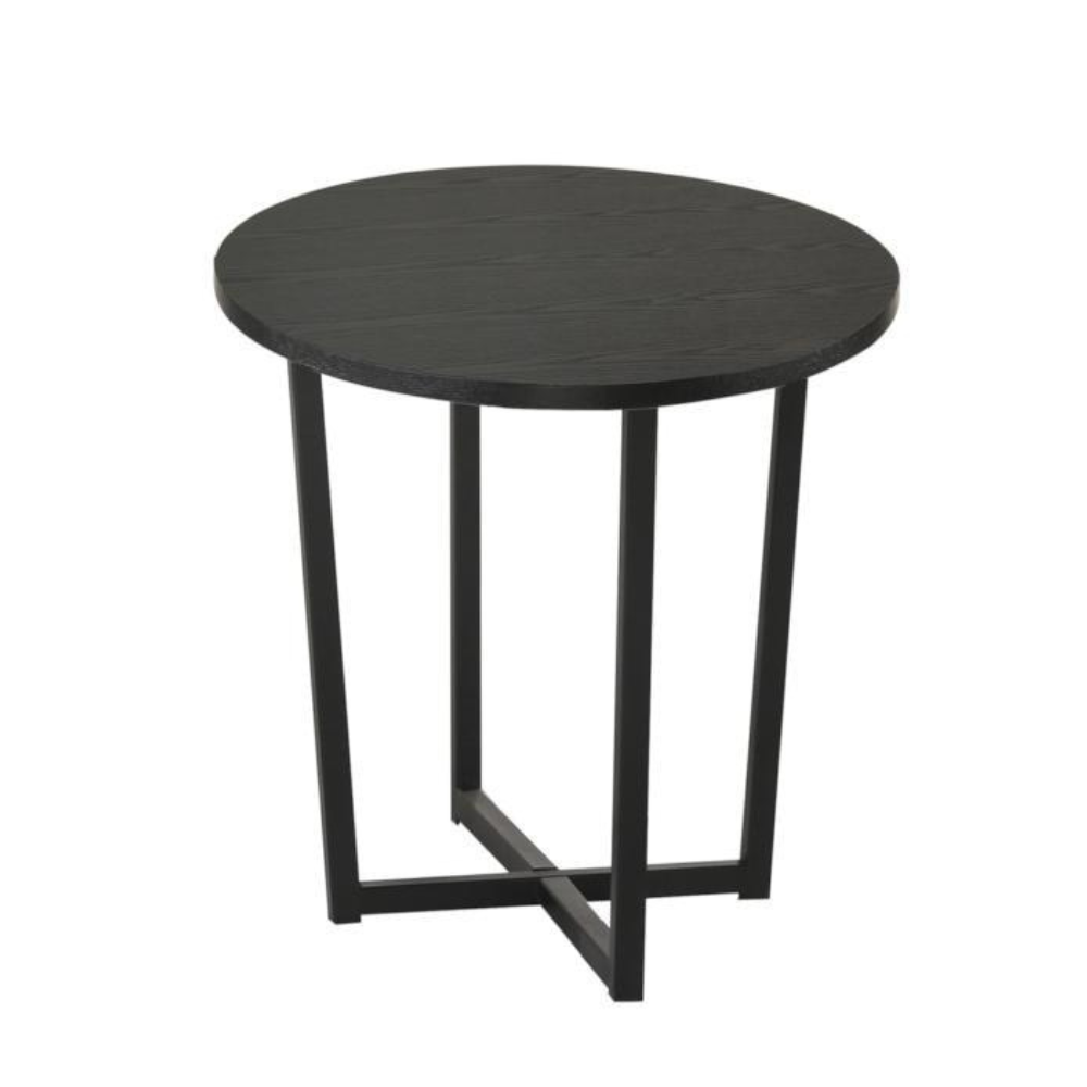 Archie Wooden Round End Lamp Side Table - Black Fast shipping On sale