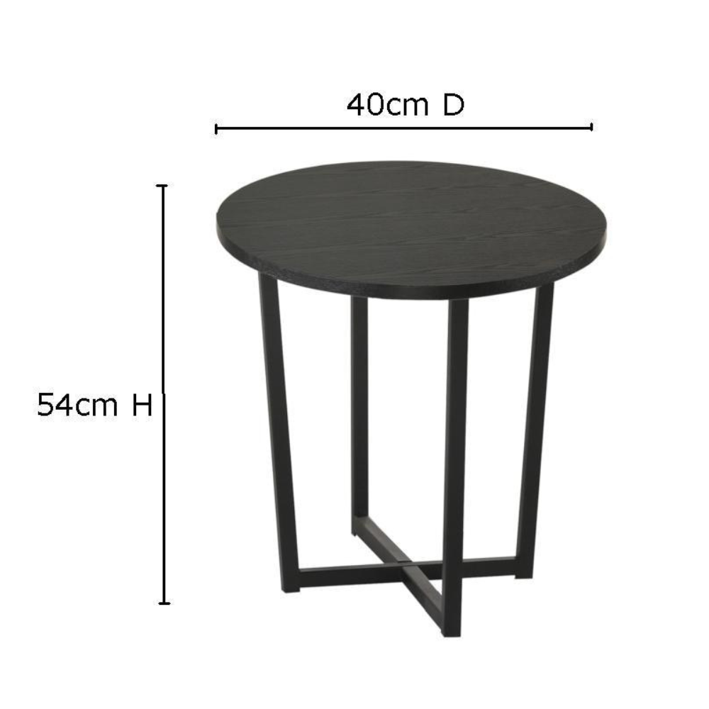 Archie Wooden Round End Lamp Side Table - Black Fast shipping On sale