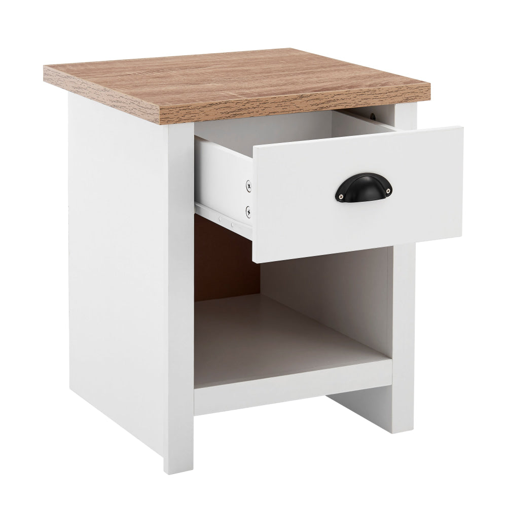 Ari Modern Bedside Nightstand End Lamp Side Table W/ 1-Drawers - Oak & White Fast shipping On sale