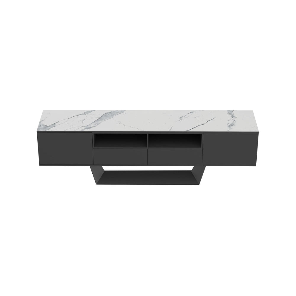 Arianna Modern Lowline Entertainment Unit TV Stand 200cm Ceramic - Marmo / Black Fast shipping On sale