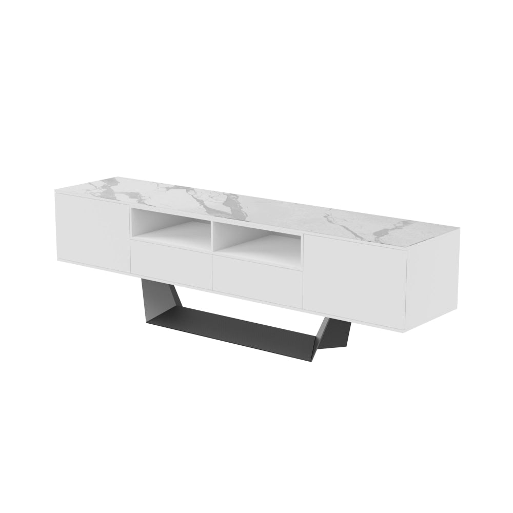 Arianna Modern Lowline Entertainment Unit TV Stand 200cm Ceramic - Marmo / White Fast shipping On sale