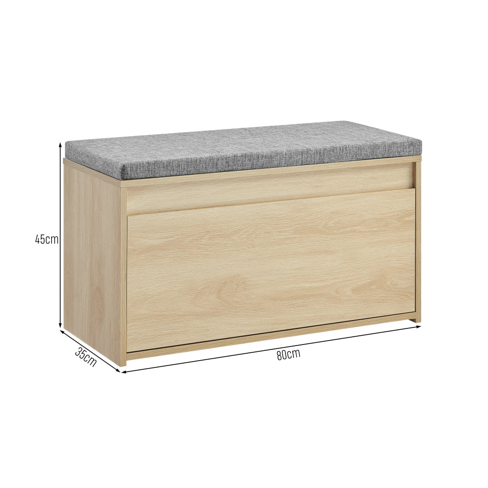 Aries Shoe Cabinet Storage Organizer Bench 1-Drawer Oak/Grey Fast shipping On sale