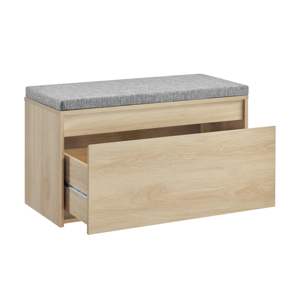 Aries Shoe Cabinet Storage Organizer Bench 1-Drawer Oak/Grey Fast shipping On sale