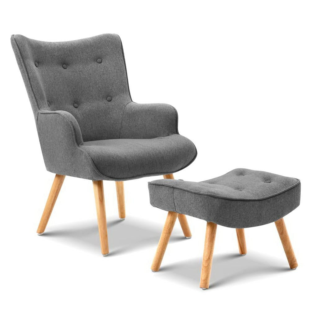 Armchair and Ottoman - Grey Lounge Chair Fast shipping On sale