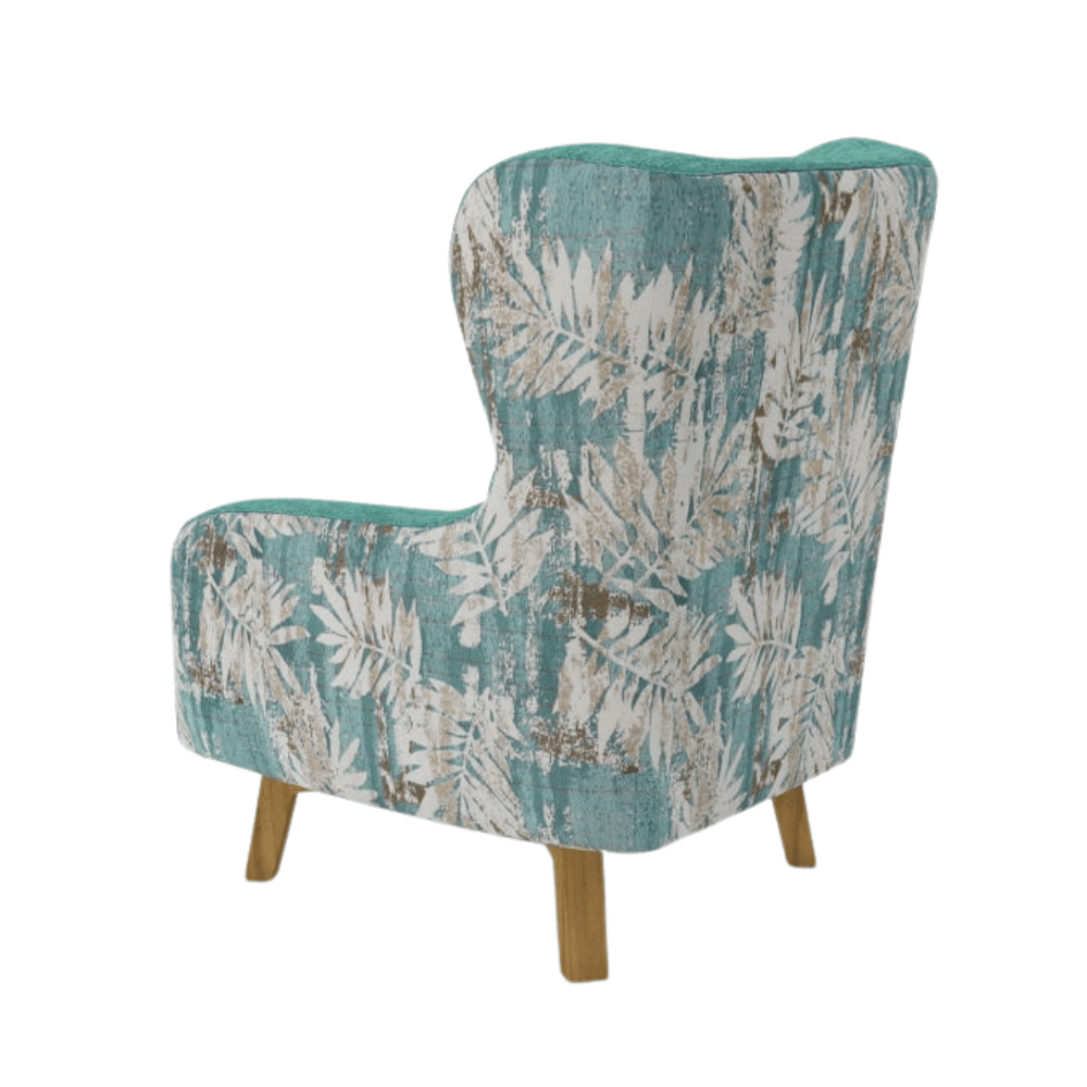 Armchair High back Lounge Accent Chair Designer Printed Fabric with Wooden Leg Fast shipping On sale