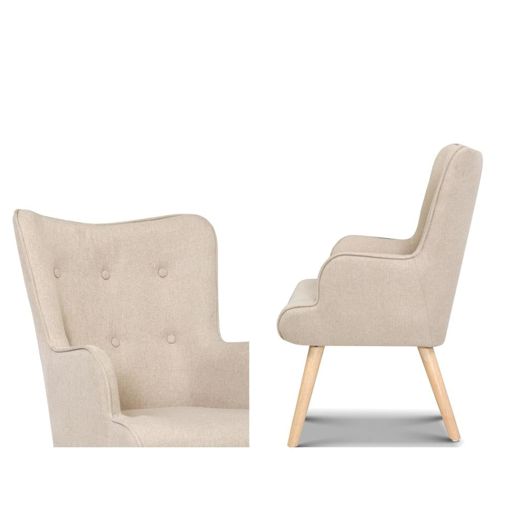 Armchair Lounge Chair Fabric Sofa Accent Chairs and Ottoman Beige Fast shipping On sale