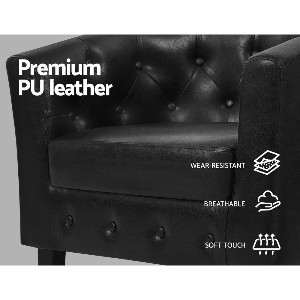 Armchair Lounge Chair Ottoman Tub Accent Chairs PU Leather Sofa Armchairs Black Fast shipping On sale
