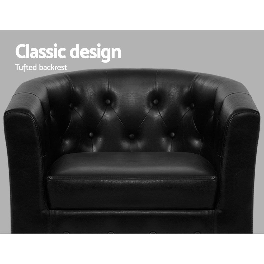 Armchair Lounge Chair Ottoman Tub Accent Chairs PU Leather Sofa Armchairs Black Fast shipping On sale