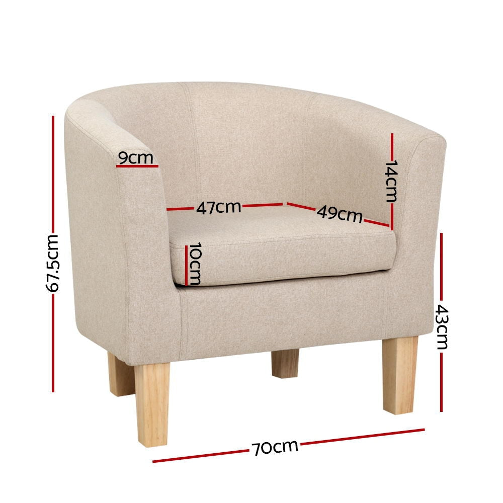 Armchair Lounge Chair Tub Accent Armchairs Fabric Sofa Chairs Beige Fast shipping On sale