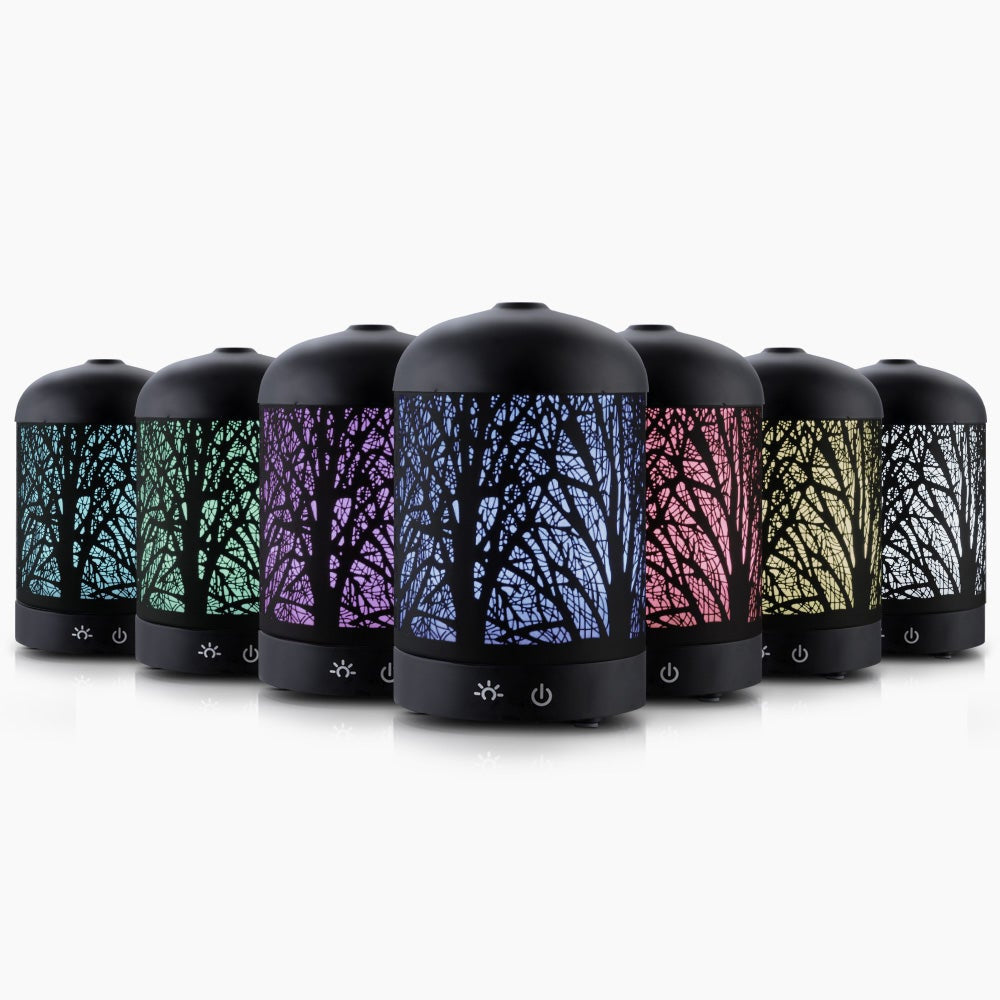 Aroma Diffuser Aromatherapy LED Night Light Iron Air Humidifier Black Forrest Pattern 160ml Decor Fast shipping On sale