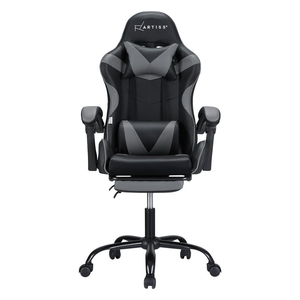 Artiss 2 Point Massage Gaming Office Chair Footrest Grey Fast shipping On sale