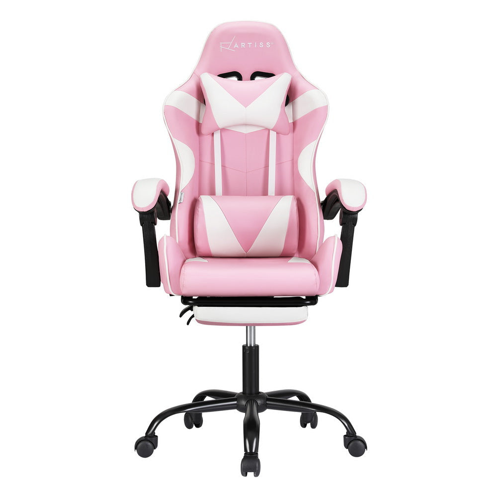 Artiss 2 Point Massage Gaming Office Chair Footrest Pink Fast shipping On sale