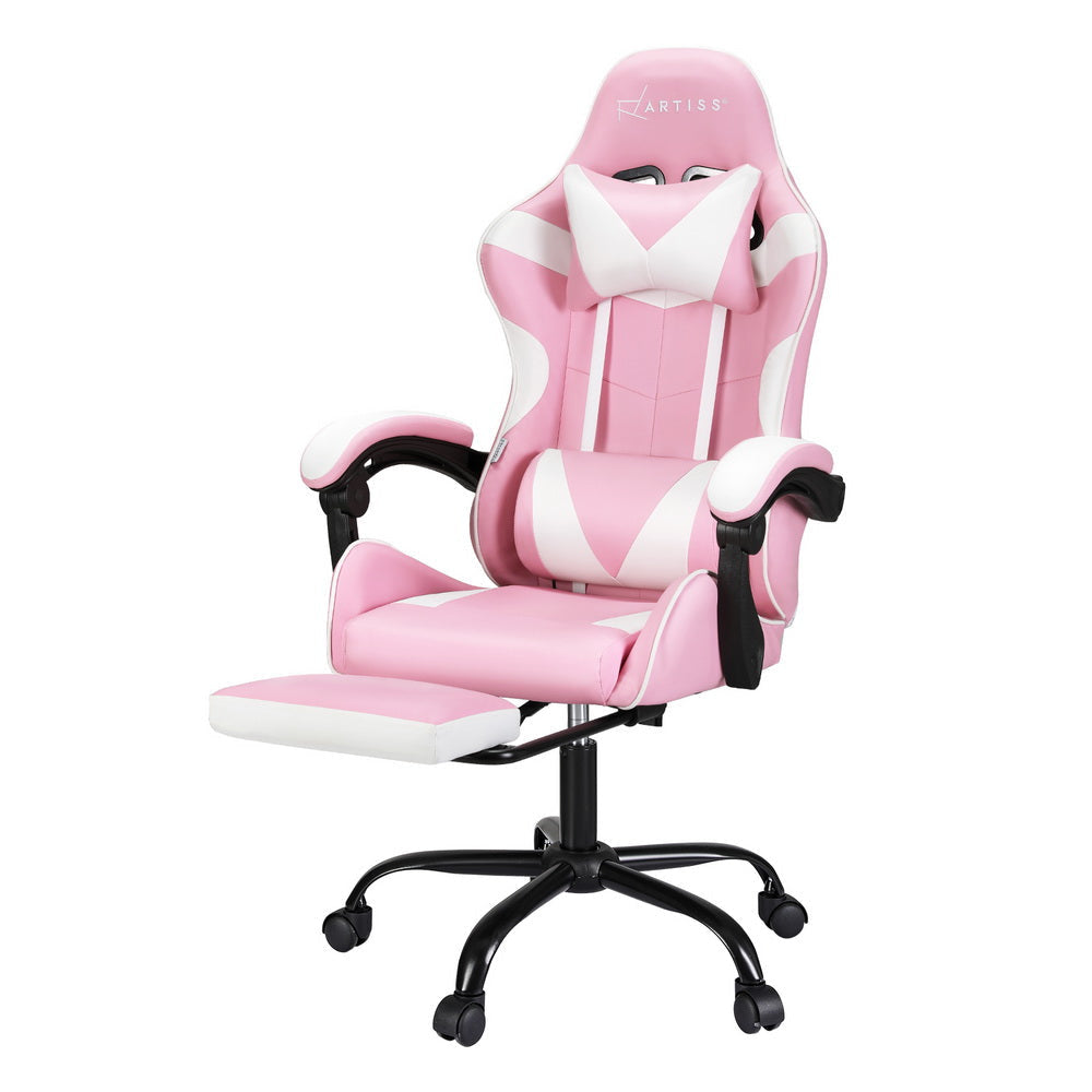 Artiss 2 Point Massage Gaming Office Chair Footrest Pink Fast shipping On sale