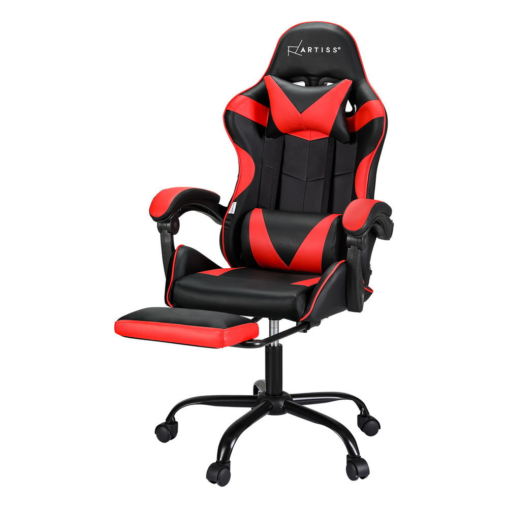 Artiss 2 Point Massage Gaming Office Chair Footrest Red Fast shipping On sale